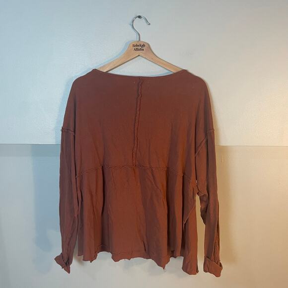 Urban Outfitters UO Freddie Henley OversizednTunic Top in Burnt Orange Size XS - Picture 10 of 12